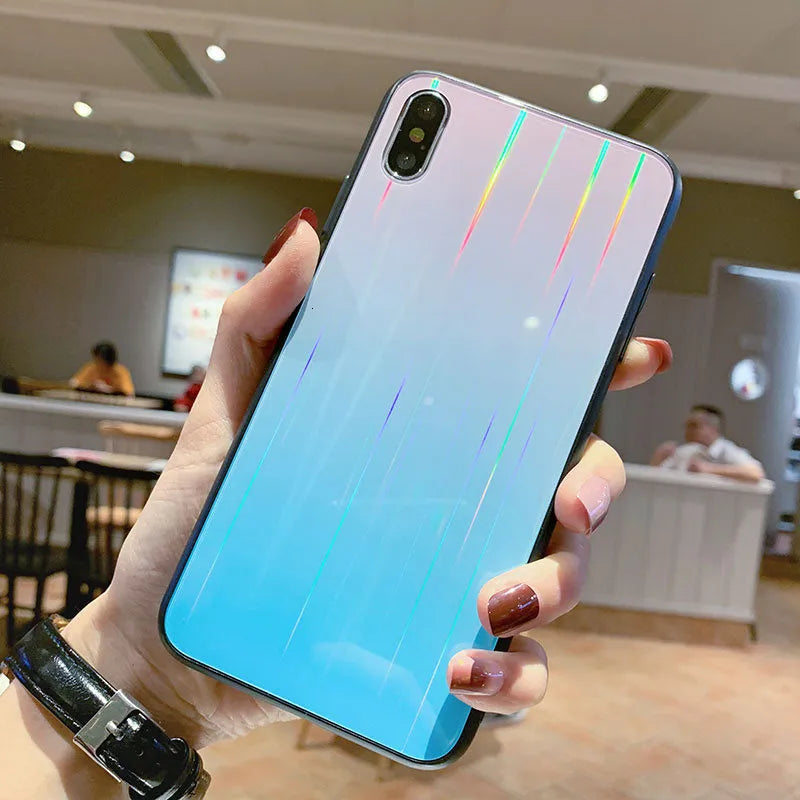 Gradient glass phone case with starry sky design back cover for Huawei models