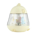 USB carousel music light with rotating Trojan, touch controls, warm yellow and colourful gradient light, in blue pink and yellow options