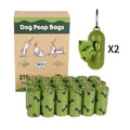 Military green degradable dog poop bags with black bone pattern measuring 23x33cm