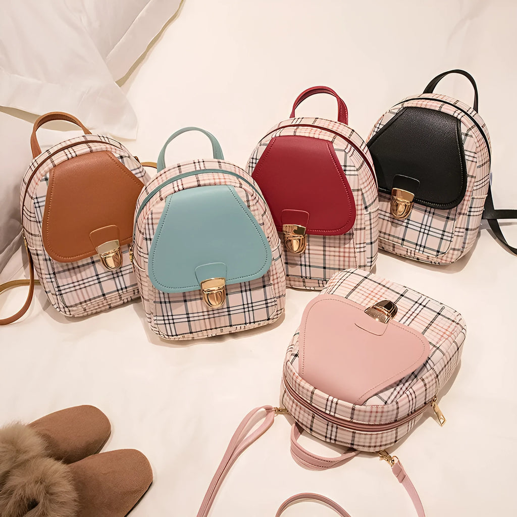 One shoulder diagonal phone bag in PU material, shown in a choice of black, blue, brown, pink, or red.