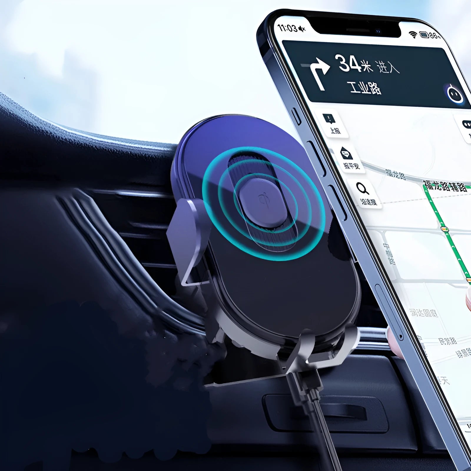 Xiaoqi fourth-generation smart scanning car wireless charger 15W black ABS silicone mounted on car air vent