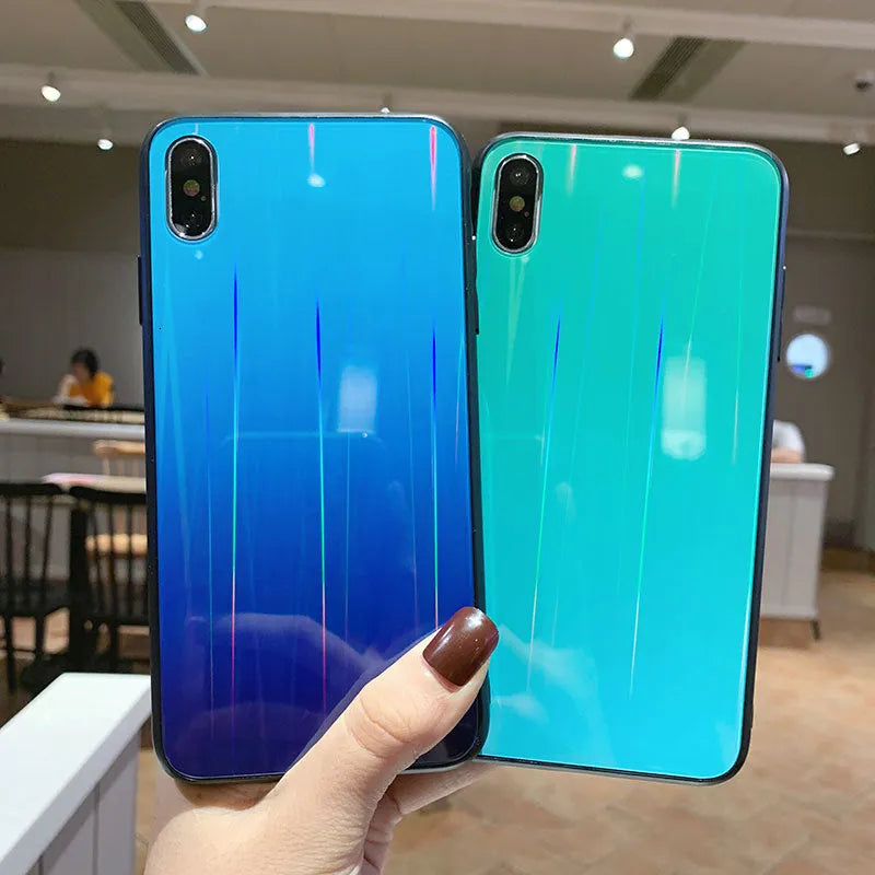 Gradient glass phone case with starry sky design back cover for Huawei models