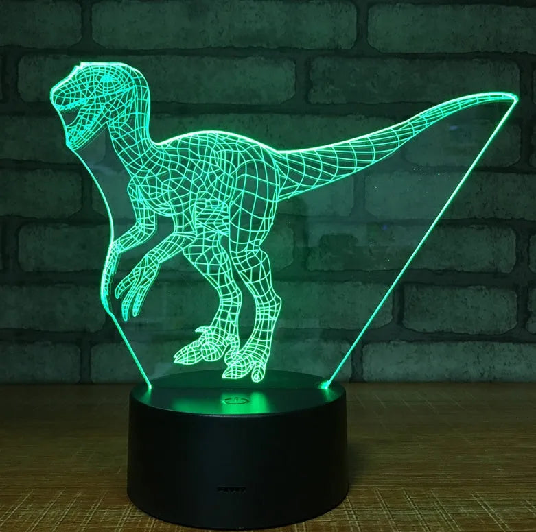 Cartoon 3D night light table lamp with seven colour changing modes, remote control, and acrylic panel on ABS base