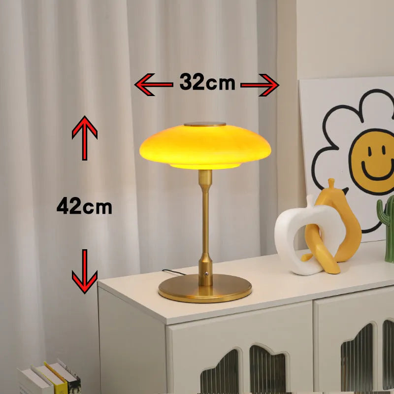 Korean vintage style bedside atmosphere lamp with metal holder in golden orange, white, pink or golden white