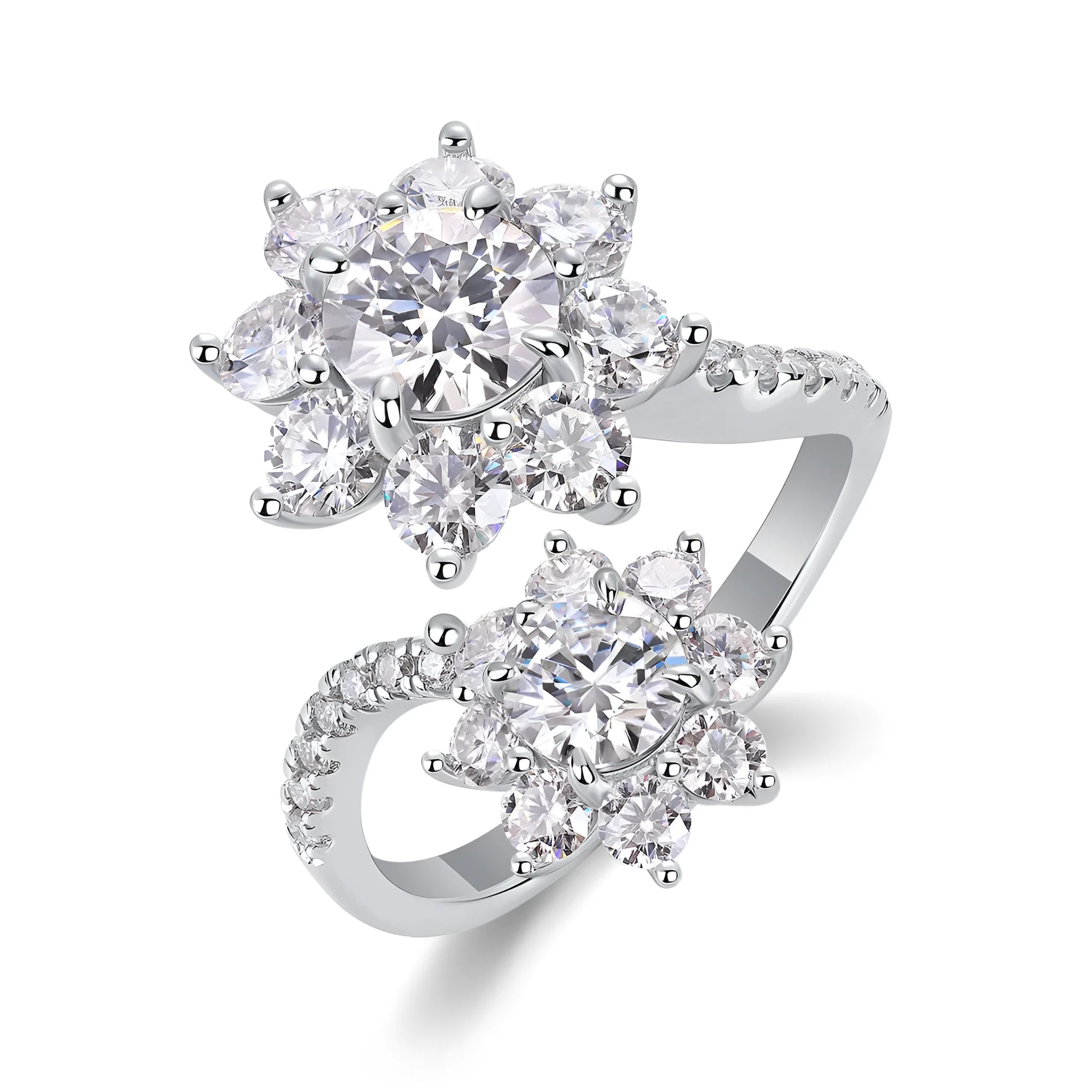 Wedding ring set with 1-carat moissanite in S925 silver platinum plating, gift box packaging