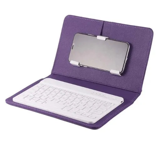 Wireless Bluetooth keyboard integrated into a protective case for mobile phones and tablets.