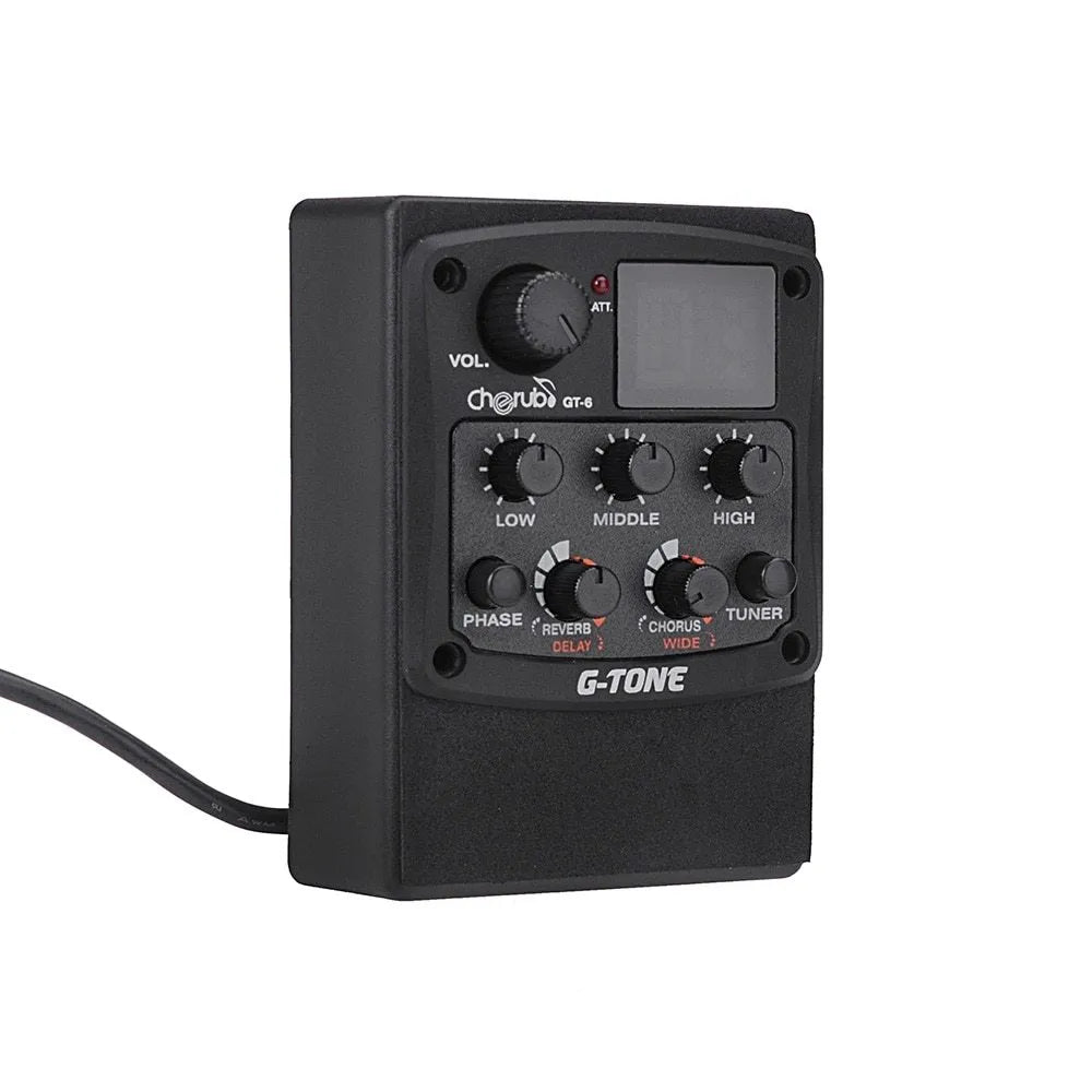 Cherub GT-6 black acoustic guitar pickup with EQ knobs and effects controls