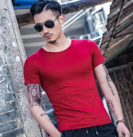 Men's casual short sleeve T-shirt in multiple colours made from 100% polyester fabric for summer