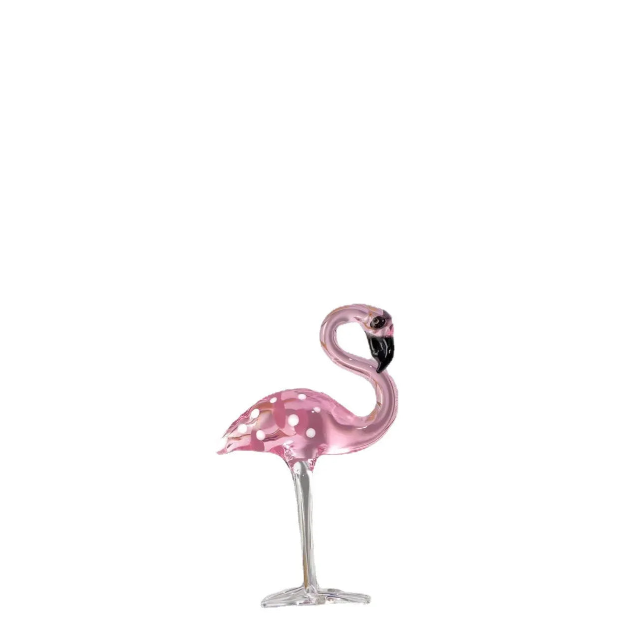 Pink crystal flamingo decorative figurine on table with modern simple style