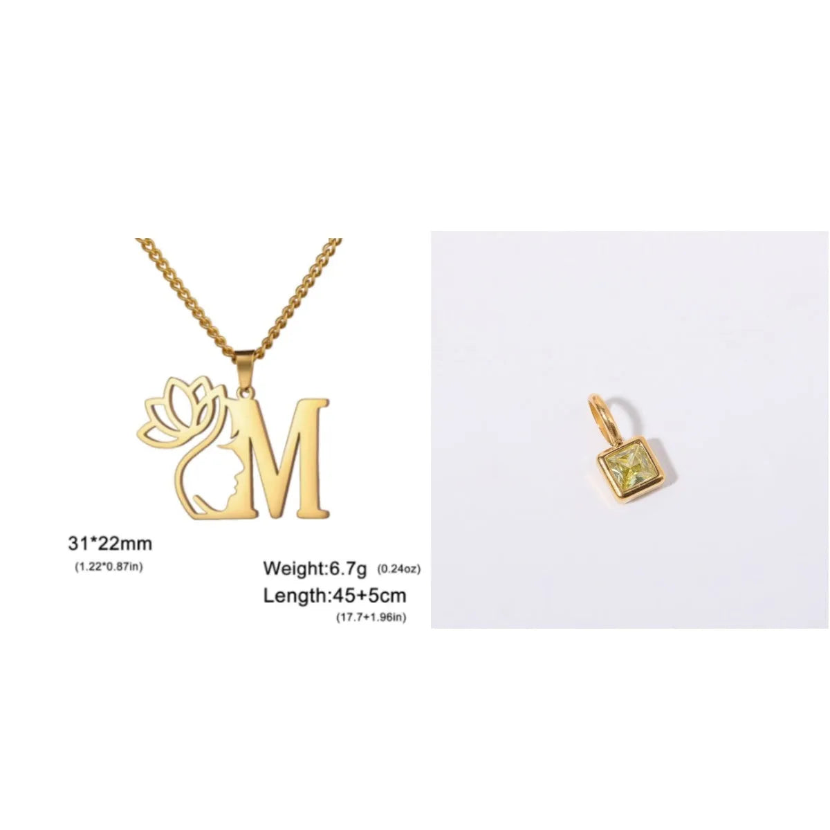 Stainless steel cross chain necklace with pendant in gold or silver electroplated finish