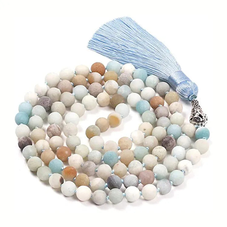 Geometric agate tassel necklace with colourful stone beads measuring 95-100cm in length