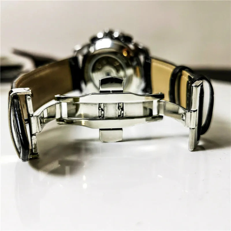 Men's automatic mechanical watch with 12mm case thickness in multiple colour configurations