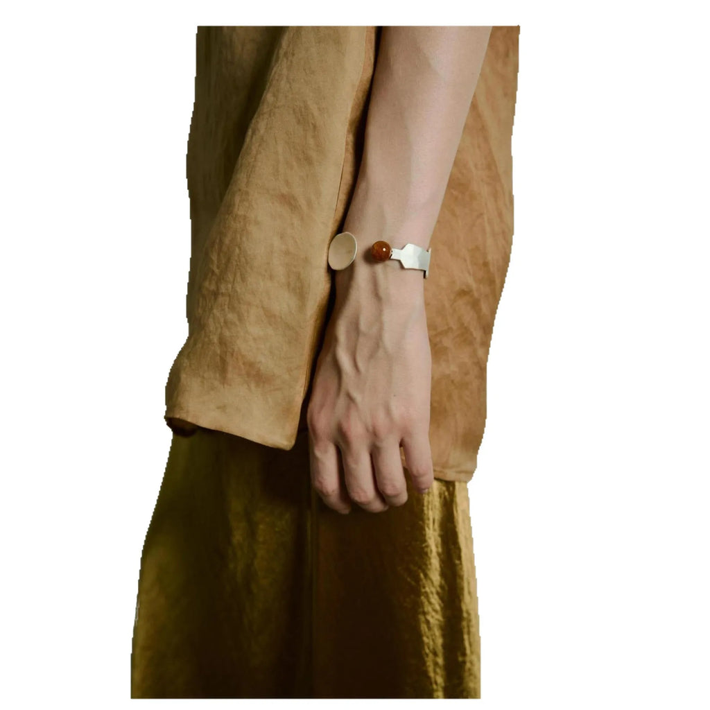 Small round spoon stewed pork ring and bracelet matching jewellery set with diamond-shaped charm