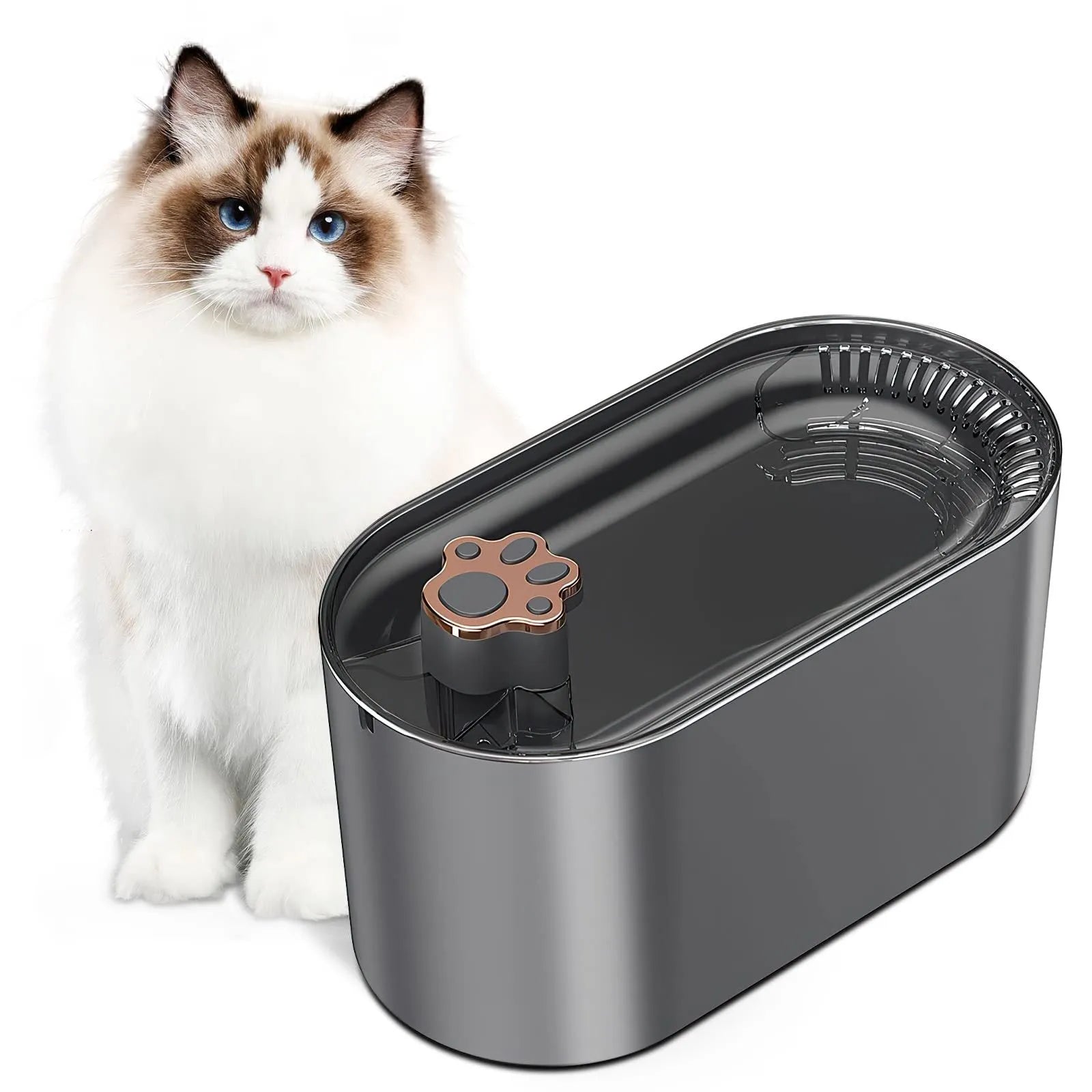 Berlin blue pet water fountain with LED light indicator and triple filter cartridge