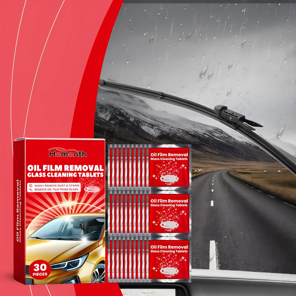 30 car windshield cleaning fluid sheets in a stack, each 6x6cm, for rainproof washer refill