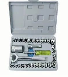 40 piece manual hardware tool set with sleeve wrenches in assorted sizes for machine repair and steam protection