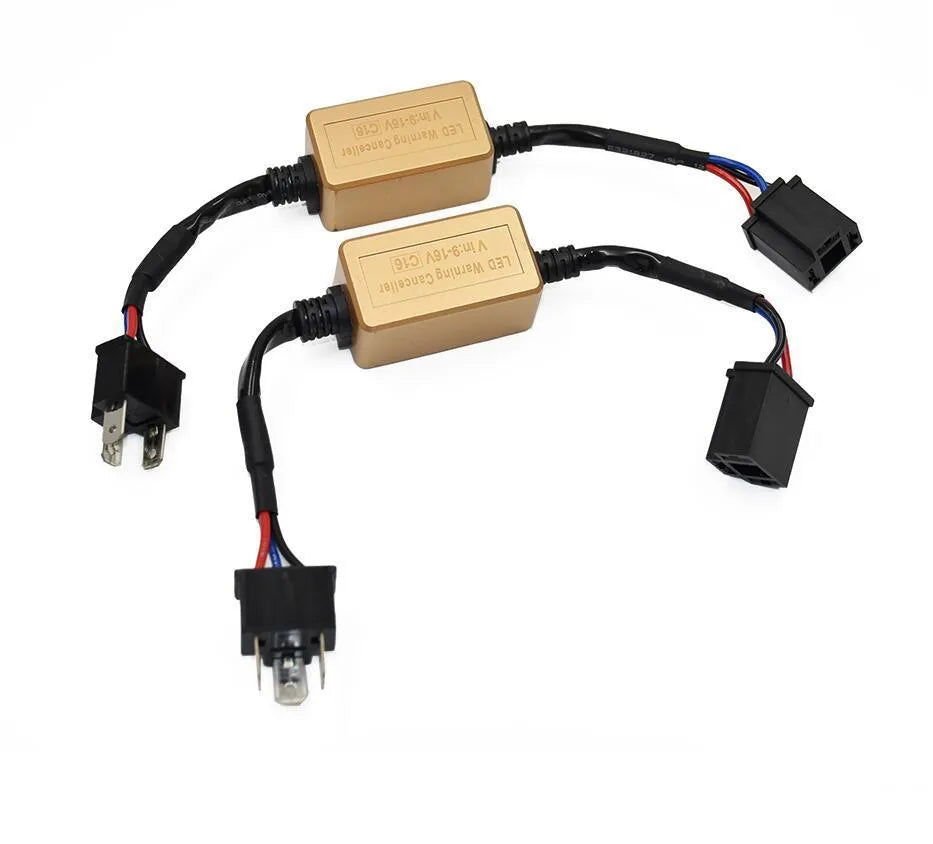 Black alloy Canbus decoder adapter for H4 H7 H11 LED car headlights with plug connectors