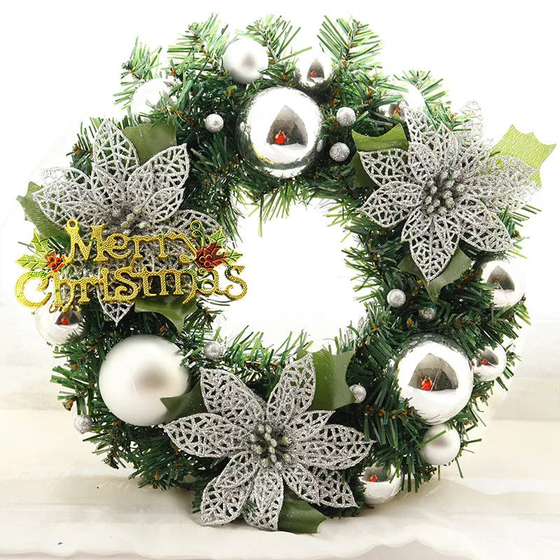 30cm multicolour plastic Christmas wreath for door and mall decoration