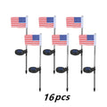 Solar garden flag light with American flag design on stainless steel pole
