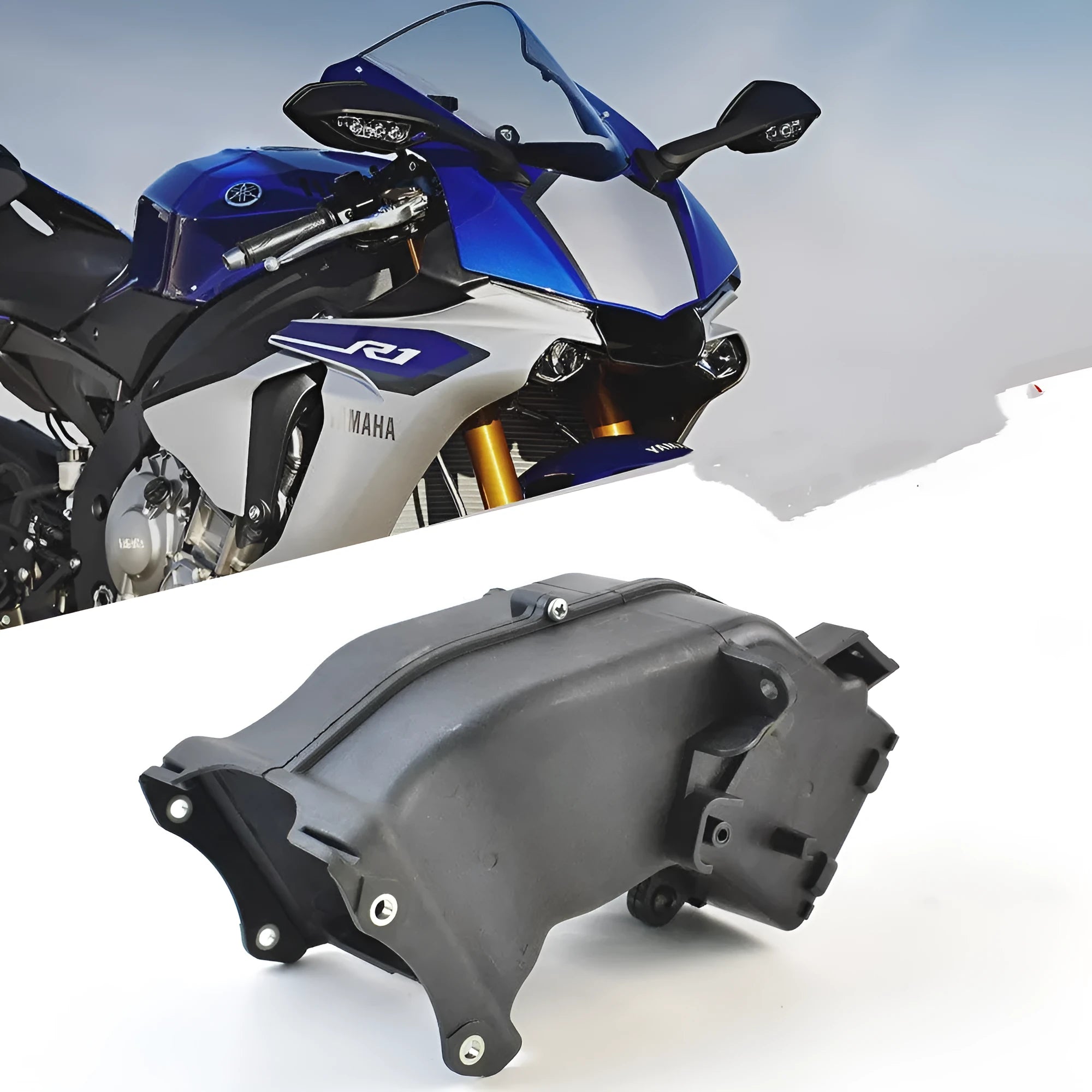 Black motorcycle ventilation pipe for Yamaha models measuring 280mm by 170mm by 160mm