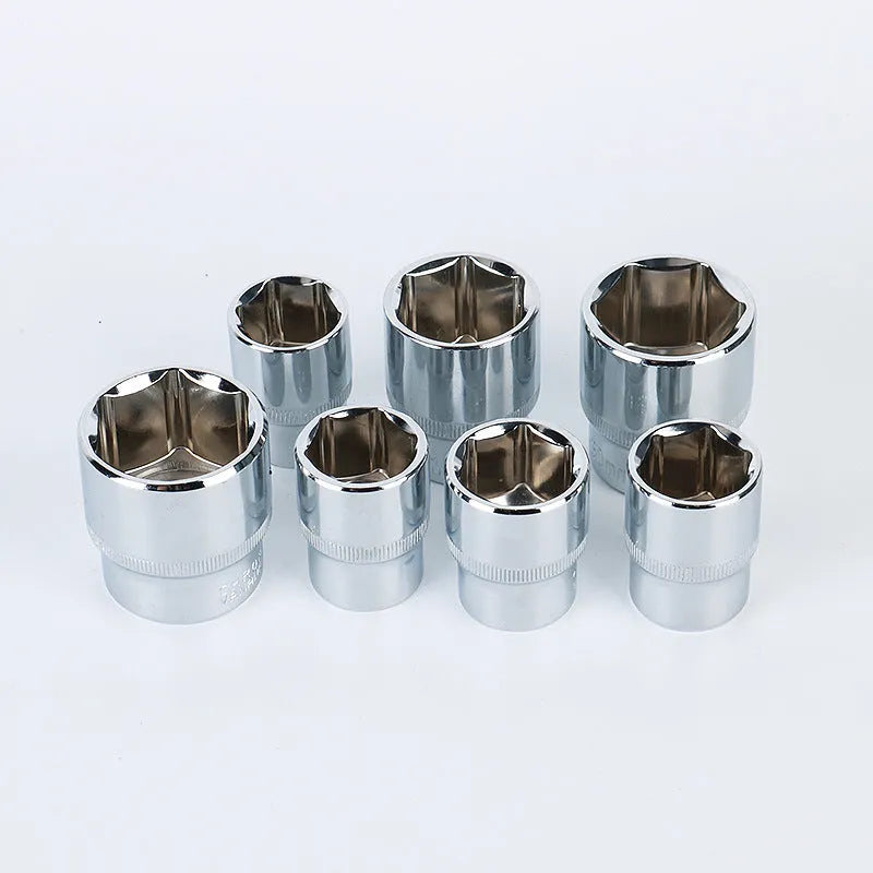 61-piece chrome vanadium steel auto repair socket and wrench set with ratchets, metric sockets, and extension rods in a storage box.