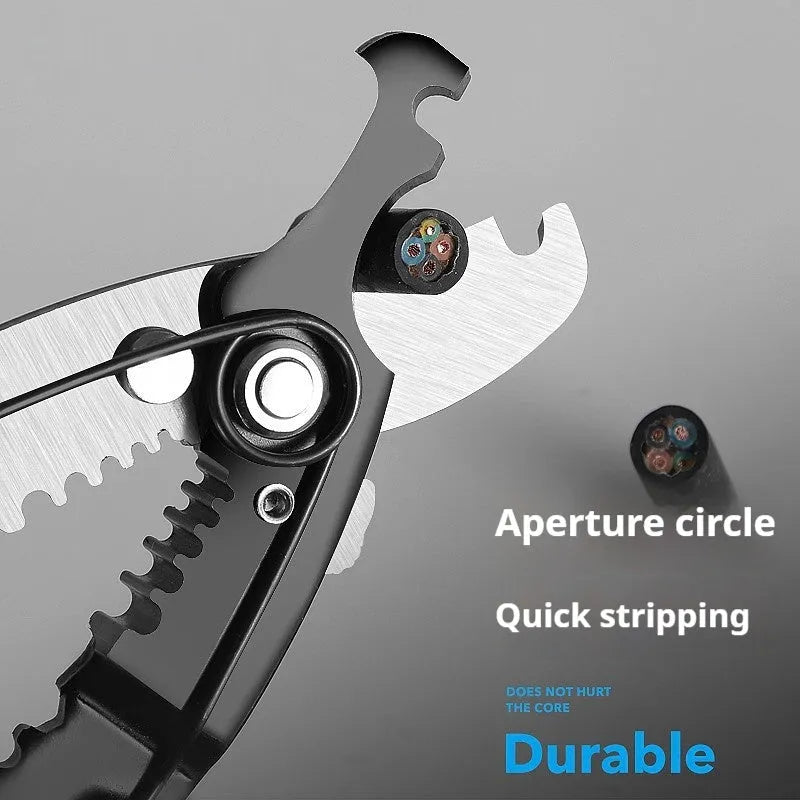 Fully automatic wire stripping pliers tool made from steel with box mounted presentation.
