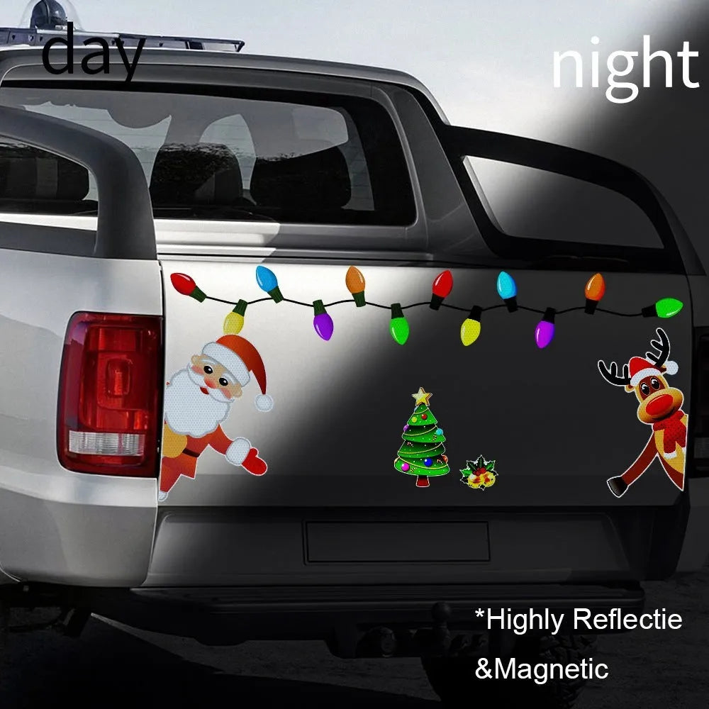 Christmas elk cartoon design magnetic car decoration sticker with reflective threads
