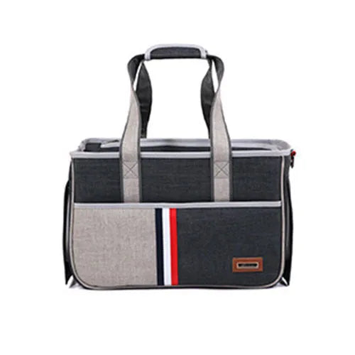 Foldable pet shoulder bag in Oxford cloth, black colour, size L 47 x 21 x 30 cm