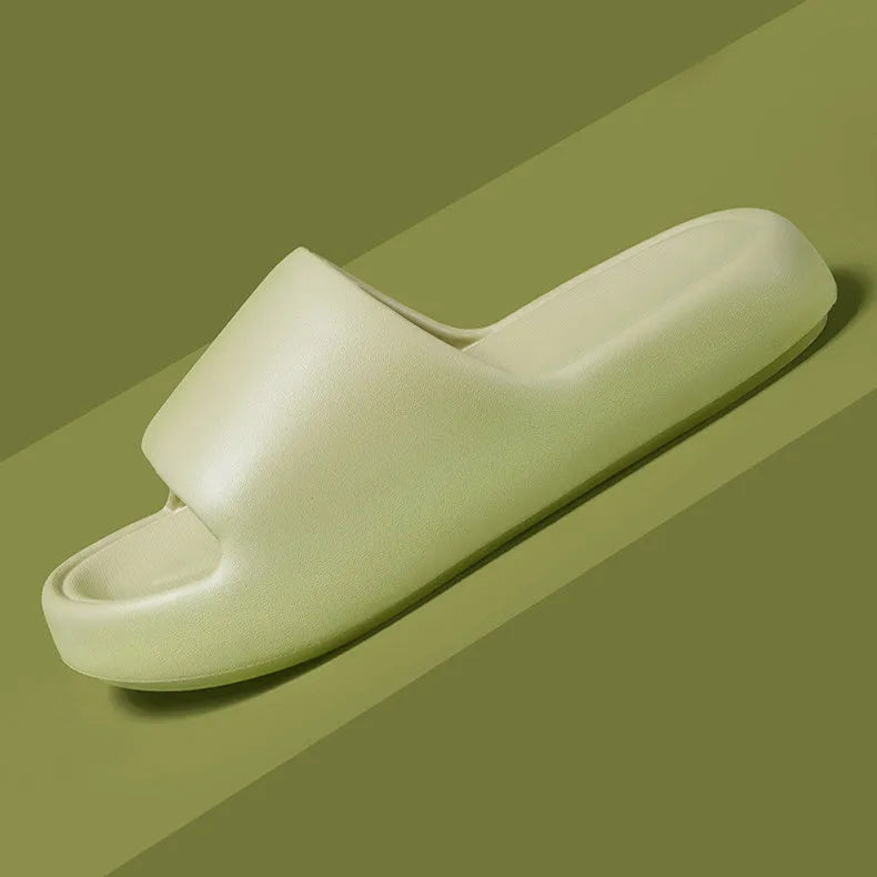 Bread Shoes non-slip EVA indoor bathroom slippers in bean green, unisex flip-flop design with thickened sole