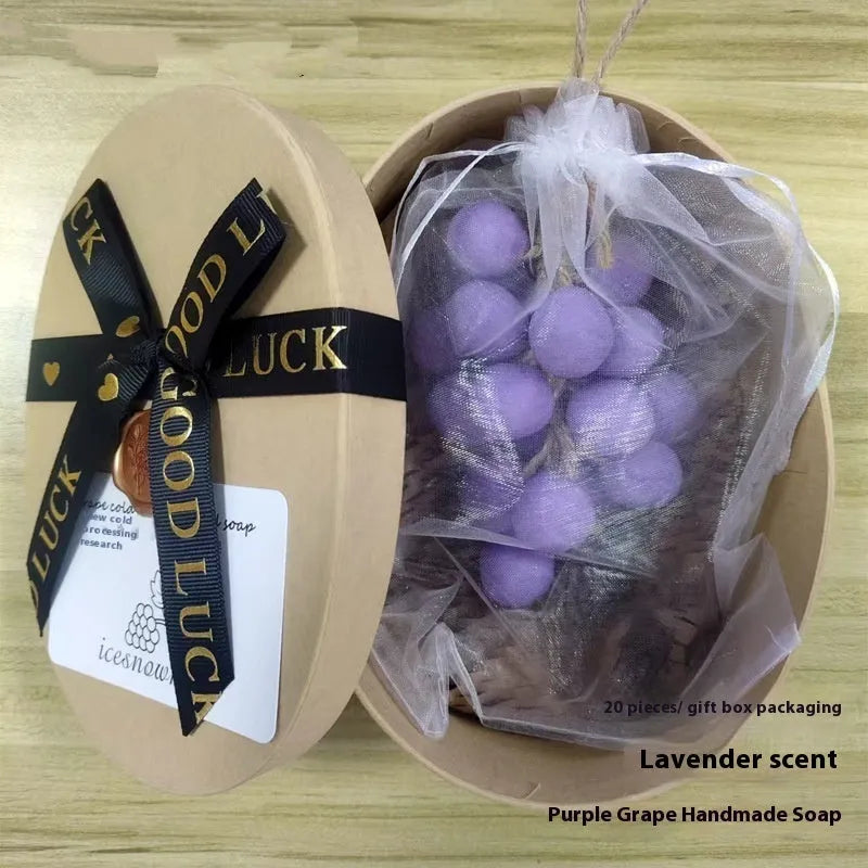 Handmade grape soap bars in black, green, purple and litchi varieties, 120g each