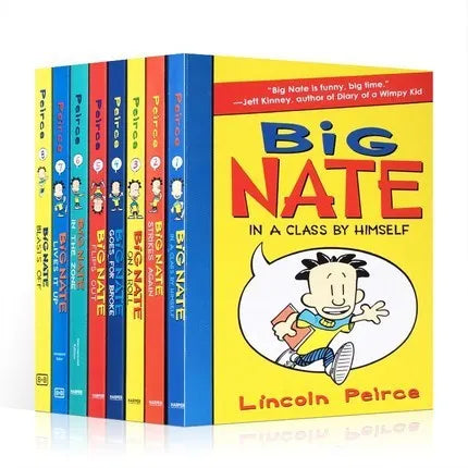 Big Nate 8-book box set with colourful covers showing the main character Nate Wright