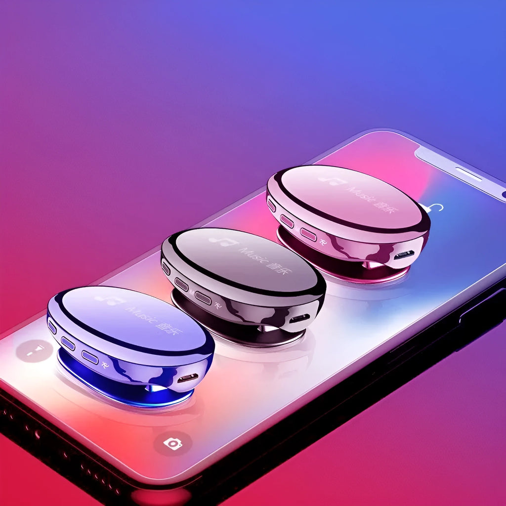 Bluetooth MP4 music player with OLED screen in blue, black or rose gold colours