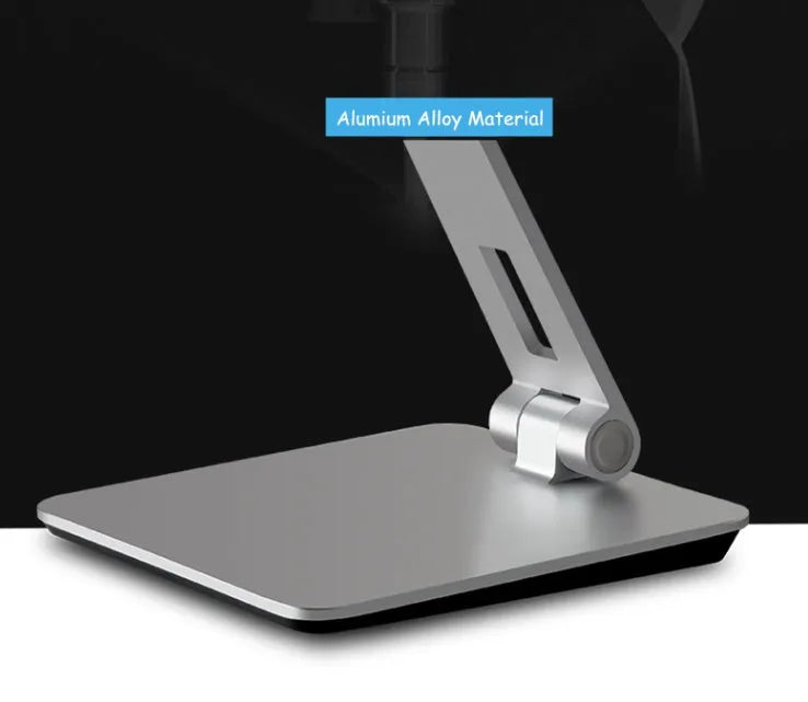 Folding aluminium and ABS phone tablet stand with 360° rotation in silver colour