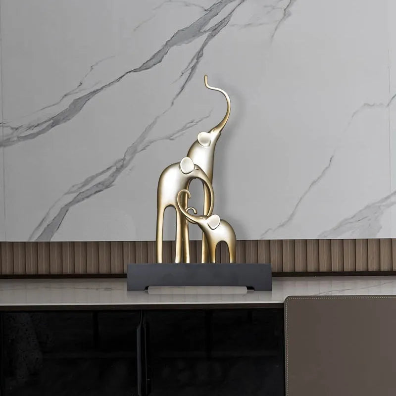Fortune Bring Elephant resin decorative ornament in a choice of metallic gold, silver, or retro colour finishes.