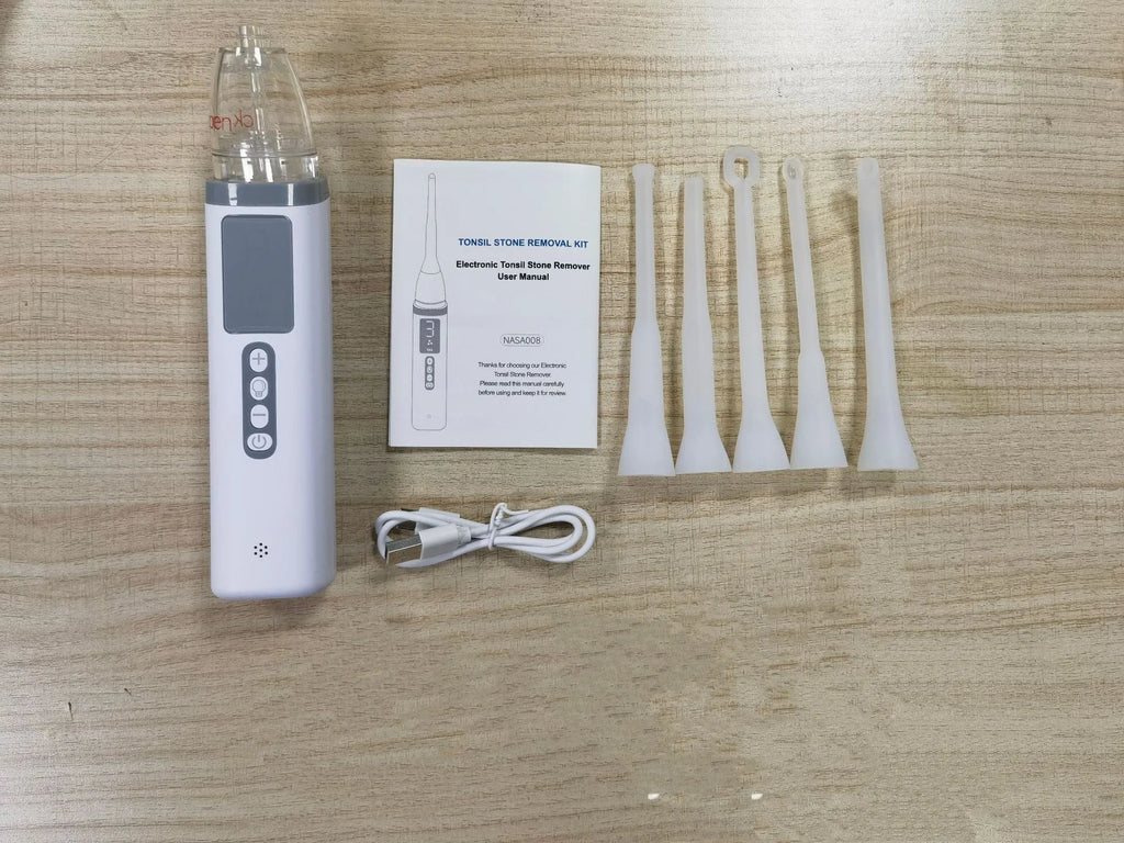 Milky white tonsil stone remover oral cleaning tool set for dental hygiene