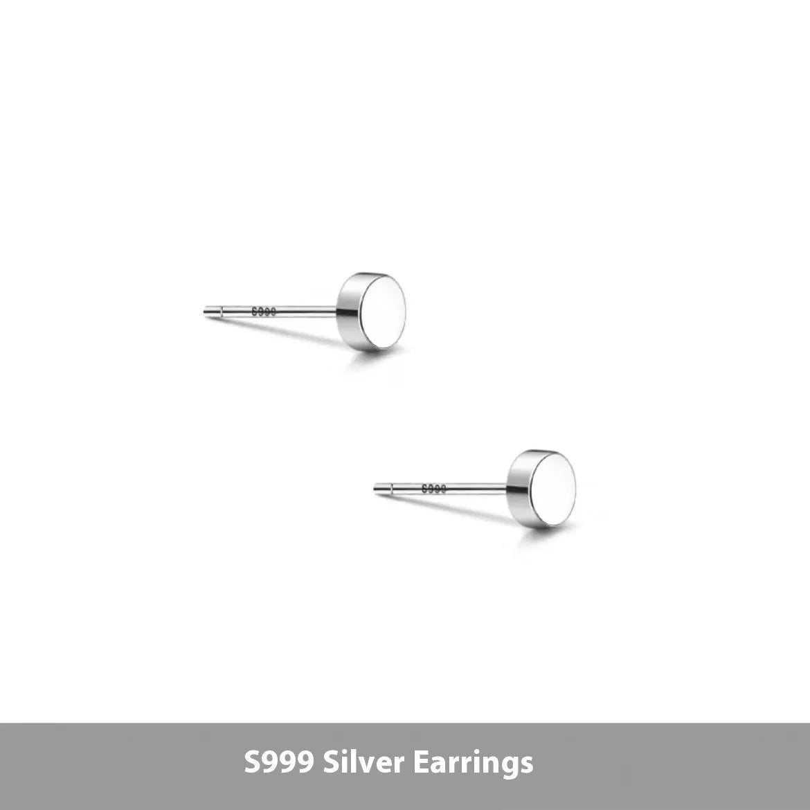 Sterling silver S999 flat ear bone studs in silver and black electroplated finishes