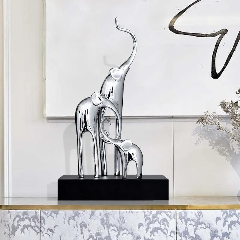 Fortune Bring Elephant resin decorative ornament in a choice of metallic gold, silver, or retro colour finishes.