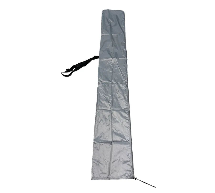 Waterproof oxford cloth cover for an outdoor offset banana umbrella in grey.