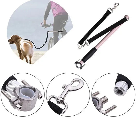 Bicycle walking dog leash stainless steel 46cm with bike attachment