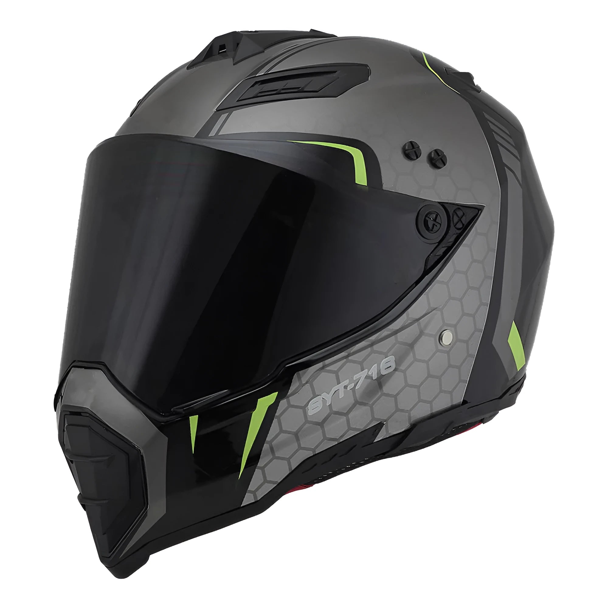 Full-cover motorcycle off-road helmet with ABS shell in black colour
