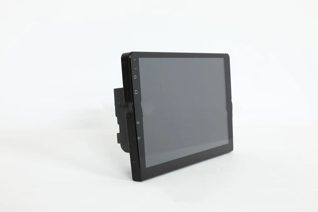 10.1 inch Android car head unit with touch screen, trapezoid panel design and universal fitting for vehicle dashboards
