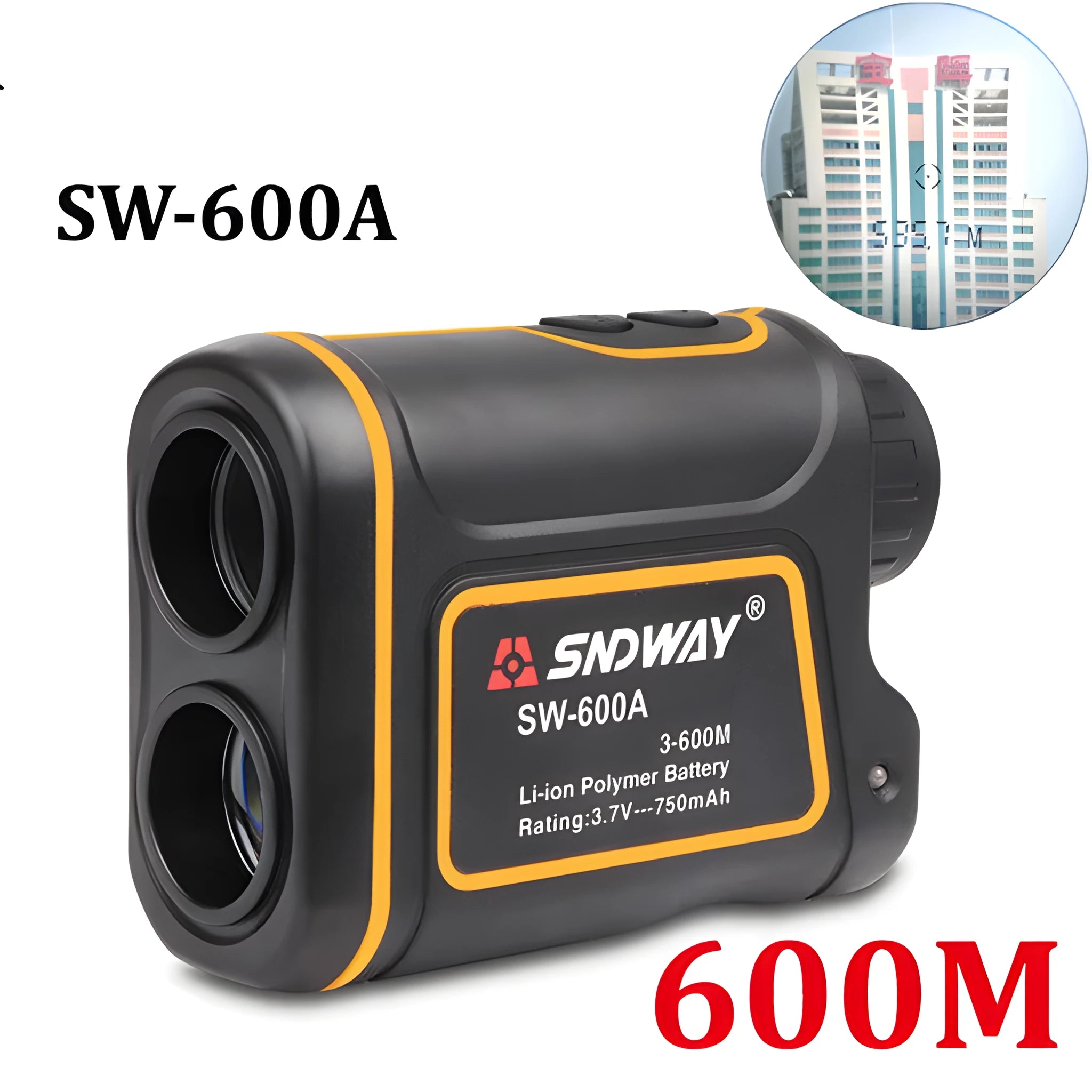 SW series handheld golf rangefinder showing compact black design with measurement display