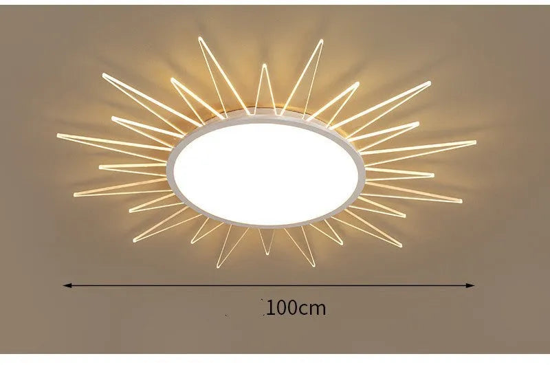 Modern round aluminium LED ceiling lamp with dimming controls in multiple size options