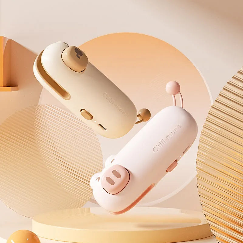 Portable rechargeable mini bag sealer in coffee bear design with USB Type-C charging, for sealing plastic snack bags