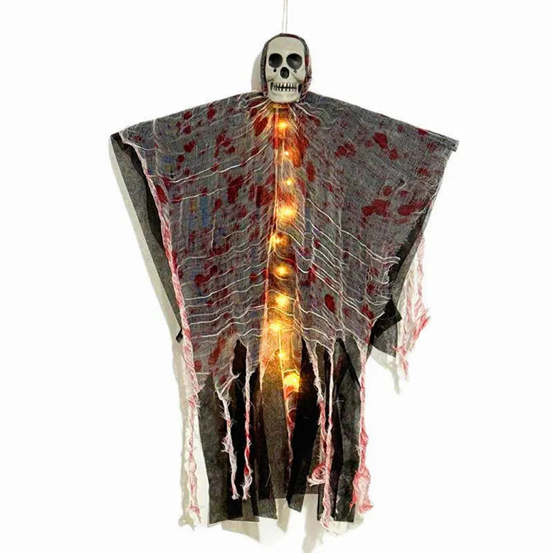 Blood-dyed luminous skull hanging ghost Halloween decoration for outdoor display