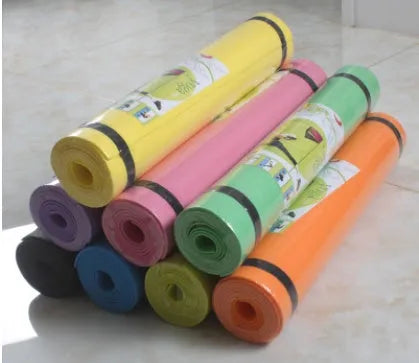 EVA composite yoga mat in multiple colours showing 4mm and 6mm thickness options