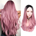 Women's blonde ombre hair black root long curly wig 61cm high temperature wire exotic style cosplay wig