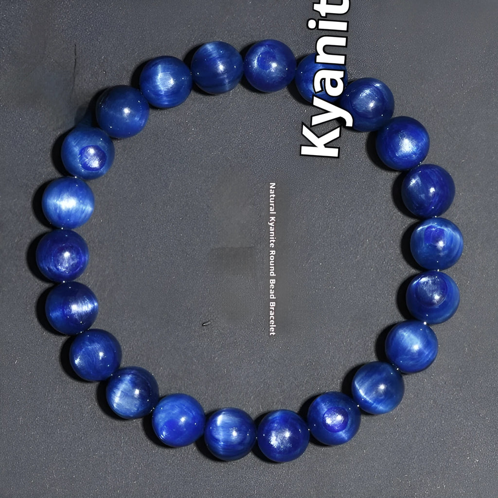 Natural grade 7A blue crystal bracelet with geometric shape and Ruyi pattern detail.