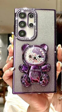 Silicone diamond plated all-inclusive phone case in rose gold for iPhone 15