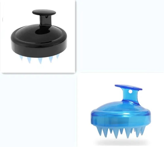 Silicone shampoo brush scalp massage comb 8x8x7cm in black